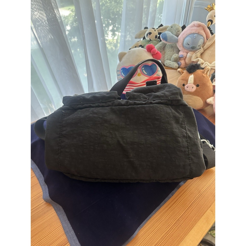 Kipling black nylon crossbody shoulder bag multi-pocket organizer monkey charm - Picture 13 of 15